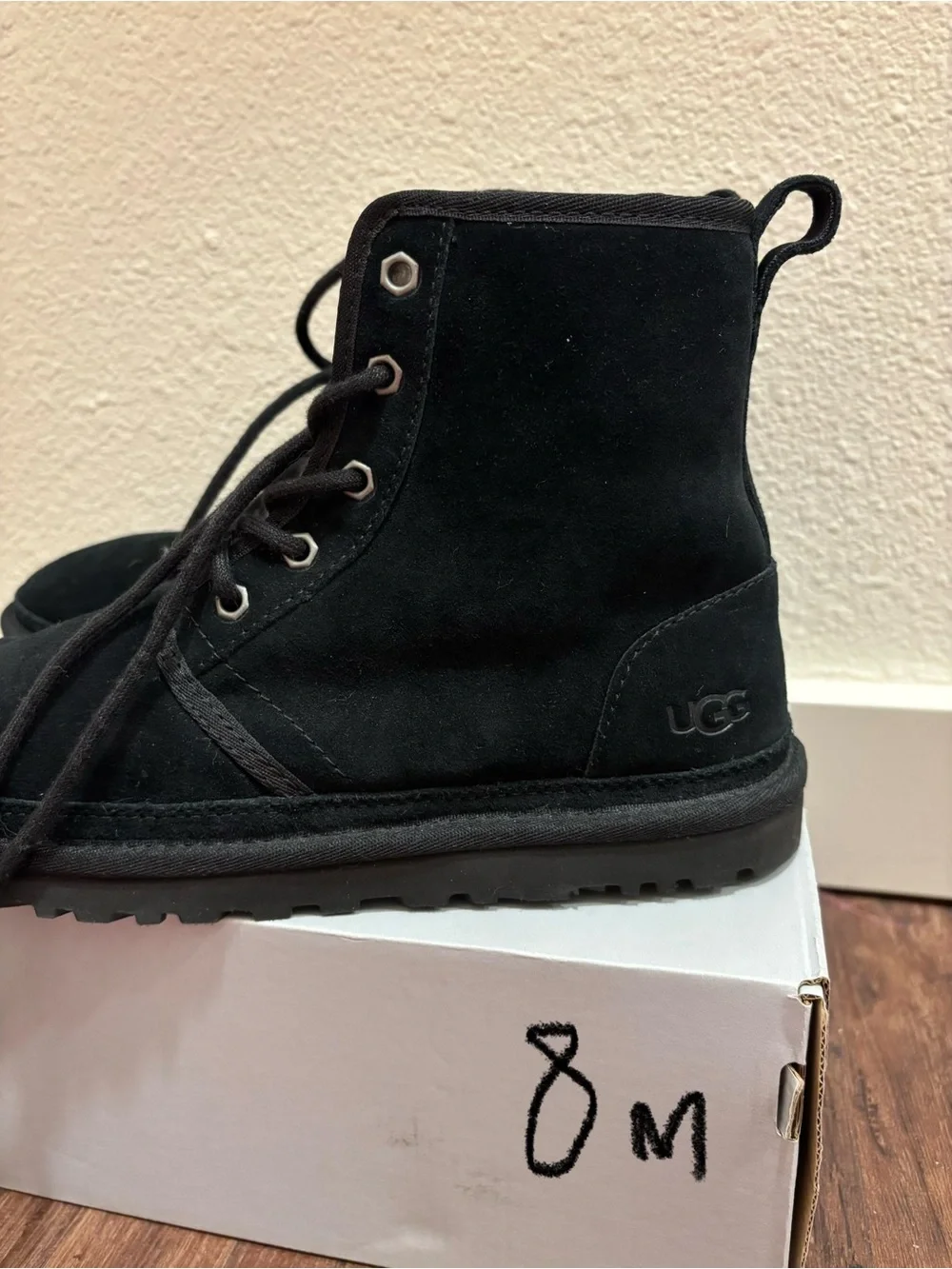 UGG Men's Black Suede Chukka Boots with Shearling Collar